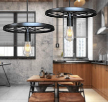 Load image into Gallery viewer, Chandelier Retro Pendant Light Black Adjustable Height Iron Hanging Lamp
