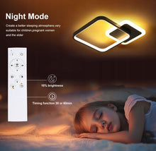 Load image into Gallery viewer, LED Ceiling Lamp Black Square 3 Color Lights Remote Control 45 cm

