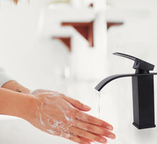 Load image into Gallery viewer, Basin Tap Black/Gold/Silver Modern Waterfall Bathroom Sink Faucet with Single Handle Bathroom Faucet
