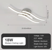 Load image into Gallery viewer, LED Ceiling Light 18W Modern Led Light 3 LED Curved Strips Indoor Flush Mount
