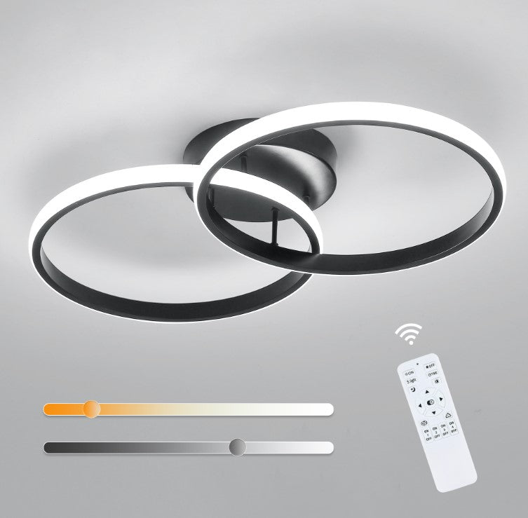 Black LED Hanging Lamp Ceiling Lamp Ring Dimmable Remote Control Modern 3 Color Lights