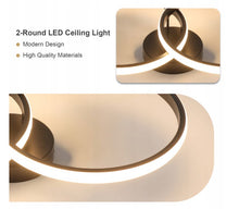 Load image into Gallery viewer, Black LED Hanging Lamp Ceiling Lamp Ring Dimmable Remote Control Modern 3 Color Lights
