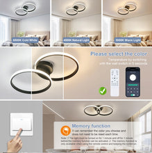 Load image into Gallery viewer, Black LED Hanging Lamp Ceiling Lamp Ring Dimmable Remote Control Modern 3 Color Lights
