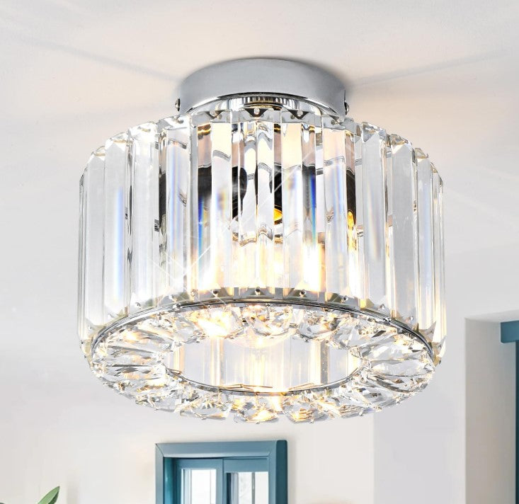 Modern Crystal Ceiling Light Semi Flush Light Silver E27