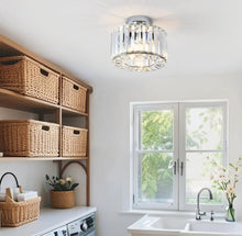 Load image into Gallery viewer, Modern Crystal Ceiling Light Semi Flush Light Silver E27
