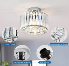 Load image into Gallery viewer, Modern Crystal Ceiling Light Semi Flush Light Silver E27

