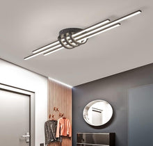 Load image into Gallery viewer, Modern Ceiling Lamp Black LED Long Strip Design Indoor Metal Light 3 Color Lights Flush Mounted
