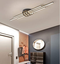Load image into Gallery viewer, Modern Ceiling Lamp Black LED Long Strip Design Indoor Metal Light 3 Color Lights Flush Mounted
