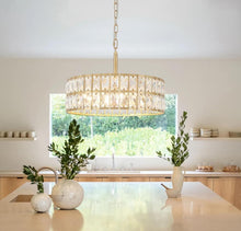 Load image into Gallery viewer, Luxury Pendant Light Adjustable Pendant Lamp Gold with Crystals Semi Flush Mount G9 30 cm
