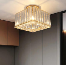 Load image into Gallery viewer, Semi Flush Mount Ceiling Light Crystal Chandelier Modern Ceiling Light Fixture Gold/Black 20 cm
