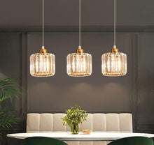 Load image into Gallery viewer, Pendant Light Gold 1 Light E27 Modern with Crystal Shade Adjustable Hanging Height Flush Mount
