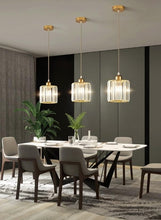 Load image into Gallery viewer, Pendant Light Gold 1 Light E27 Modern with Crystal Shade Adjustable Hanging Height Flush Mount
