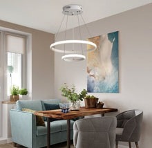Load image into Gallery viewer, LED Pendant Light Modern Circular White LED Ceiling Lamp Indoor Lighting Warm White 40+20cm
