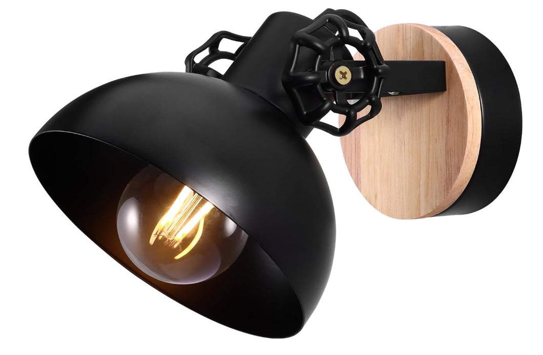 Wall Light Black E27 Wood Retro Lights Vintage Lamp