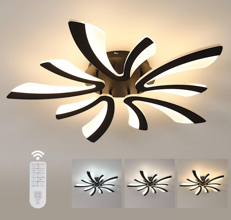LED Ceiling Light Dimmable with Remote Control 70cm Black