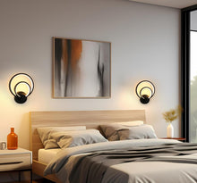Load image into Gallery viewer, Indoor Black LED Wall Sconce 20W Modern Round Lamp 3000K Warm Light 25cm
