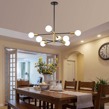 Load image into Gallery viewer, Black and Gold Chandelier E27 8-Lights Height Adjustable Ceiling Light
