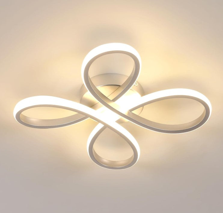 Modern LED Silver Ceiling Light Flower Shape Warm White Light 30cm