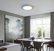 Load image into Gallery viewer, LED Blue Ceiling Light 24W Modern Cool Light Flush Mount 30 cm Round Wood Ceiling Lamp
