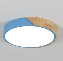 Load image into Gallery viewer, LED Blue Ceiling Light 24W Modern Cool Light Flush Mount 30 cm Round Wood Ceiling Lamp
