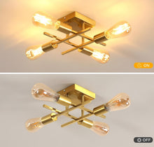 Load image into Gallery viewer, Gold Ceiling Light Fixture 4-Light Industrial Ceiling Light E27 Modern 28 cm
