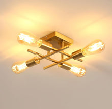 Load image into Gallery viewer, Gold Ceiling Light Fixture 4-Light Industrial Ceiling Light E27 Modern 28 cm
