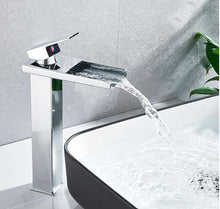 Load image into Gallery viewer, Single Lever Basin Taps Waterfall Taps Brass Single Hole Basin Tap Chrome/Black
