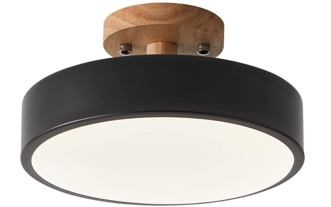 LED Ceiling Lamp Modern Wood Semi-Flush Mount Ceiling Light 18cm Cool Light