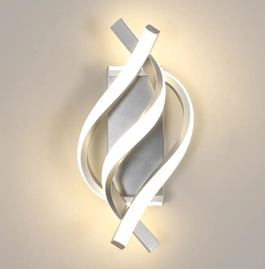 LED Wall Lamp Silver Warm White 34x15cm Spiral LED Wall Sconce
