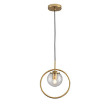 Load image into Gallery viewer, Gold Ring Pendant Light 25cm with Glass Shade Globe Modern Chandelier Ceiling Light
