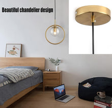 Load image into Gallery viewer, Gold Ring Pendant Light 25cm with Glass Shade Globe Modern Chandelier Ceiling Light
