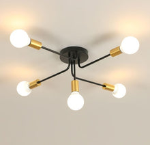 Load image into Gallery viewer, Modern Ceiling Light 5 Lights Sputnik E27 Black Vintage Metal Chandelier
