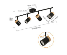 Load image into Gallery viewer, 4-Light Ceiling Spotlight GU10 Adjustable 350 Rotatable Heads Black and Woodgrain

