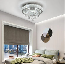 Load image into Gallery viewer, Silver LED Crystal Chandelier Modern Ceiling Lamp Fixtures 49cm 3 Color Lights
