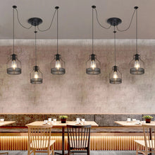 Load image into Gallery viewer, Vintage Black Ceiling Light Shade Spider 3-Light Chandelier Pendant Light E27
