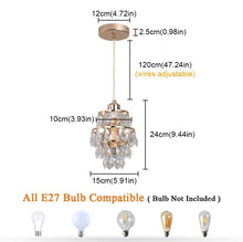 Load image into Gallery viewer, Crystal Gold Chandelier Pendant Light Ceiling Light Height Adjustable E27
