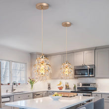Load image into Gallery viewer, Crystal Gold Chandelier Pendant Light Ceiling Light Height Adjustable E27
