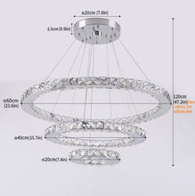 Load image into Gallery viewer, Modern Crystal Chandelier LED Pendant Light 3 Rings Silver (60+40+20cm) Cool White
