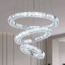 Load image into Gallery viewer, Modern Crystal Chandelier Silver LED Ceiling Lights Pendant ( 40+30+20cm ) 3 Color Lights
