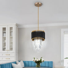 Load image into Gallery viewer, Crystal Chandelier Pendant Light Ceiling Light Height Adjustable Black/Gold E27
