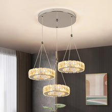 Load image into Gallery viewer, Crystal Silver Chandelier LED Ceiling Lights Pendant Light Changeable 30W

