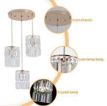 Load image into Gallery viewer, Crystal Chandelier 3-Light Ceiling Gold Pendant Lighting E14
