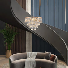 Load image into Gallery viewer, Crystal Pendant Light Gold Ceiling Lamp LED Chandelier 40W 3 Color Lights
