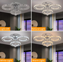 Load image into Gallery viewer, LED Ceiling Light Silver Dimmable Crystal Chandelier with Remote Control 3/5 Rings
