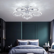 Load image into Gallery viewer, LED Ceiling Light Silver Dimmable Crystal Chandelier with Remote Control 3/5 Rings
