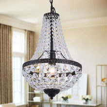 Load image into Gallery viewer, Crystal Chandelier Ceiling Light Pendant Light Gold/Black Height Adjustable E27
