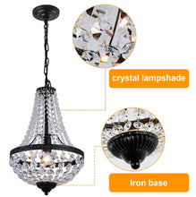 Load image into Gallery viewer, Crystal Chandelier Ceiling Light Pendant Light Gold/Black Height Adjustable E27
