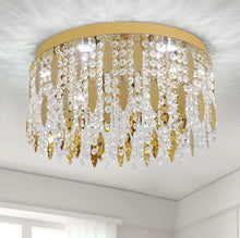 Load image into Gallery viewer, Crystal LED Ceiling Light Gold Chandelier 3 Color Lights 40x20 cm
