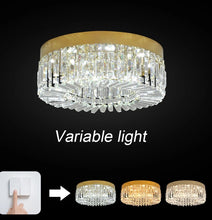 Load image into Gallery viewer, LED Ceiling Light Crystal Gold Chandelier Pendant Light 3 Color Lights 40/50cm
