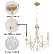 Load image into Gallery viewer, Crystal Chandelier 5-Lights Ceiling Light Pendant Lighting Fixture Lamp Gold
